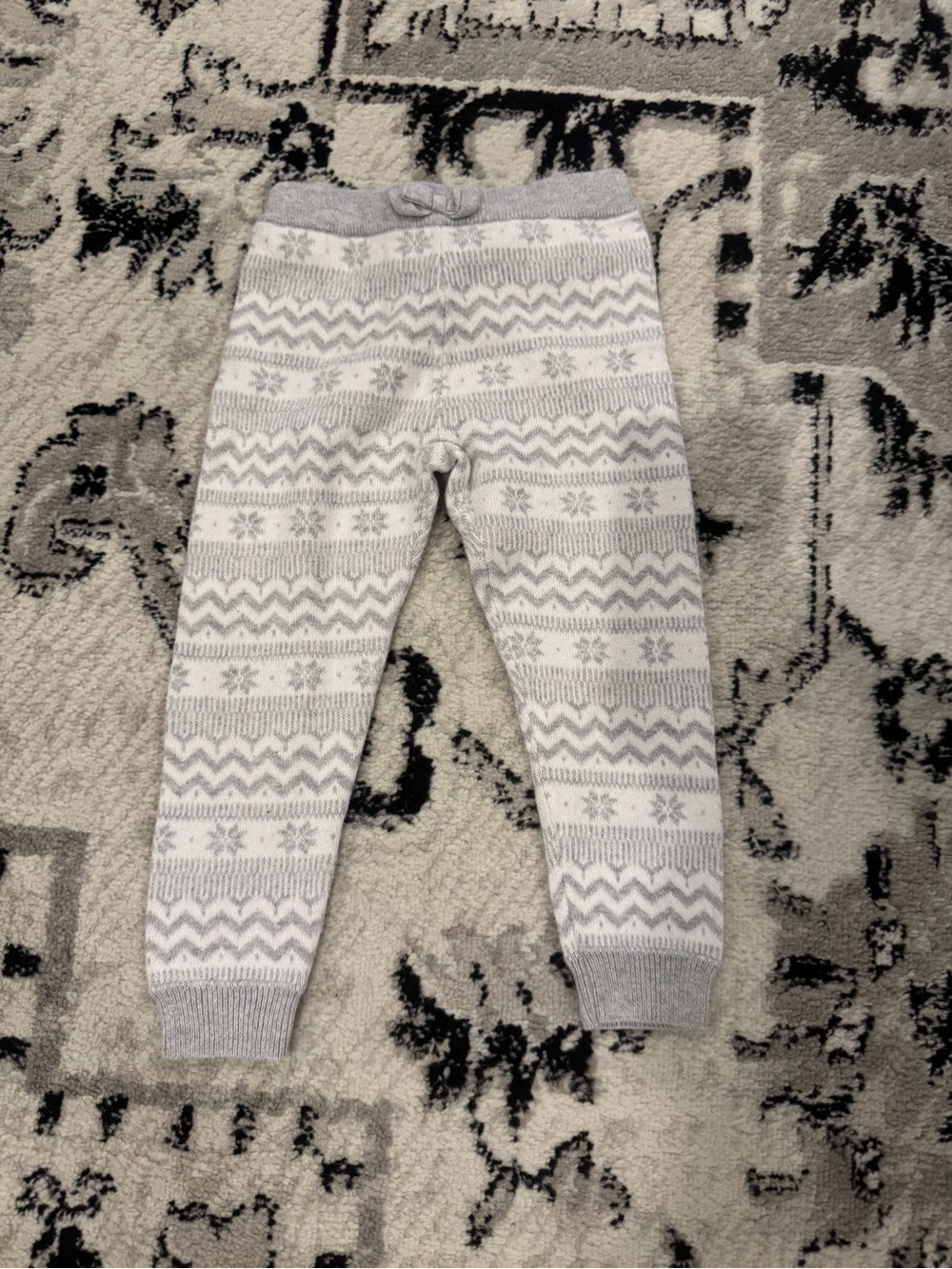 Cozy Gray Fair Isle Knit Kids Leggings
